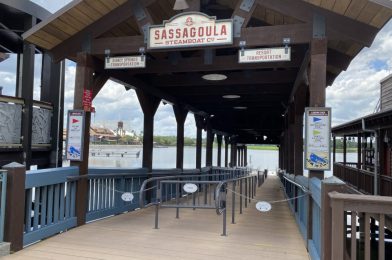 PHOTOS: Preliminary Social Distancing Markers Added to Queue For Resort Boat Transportation at Disney Springs