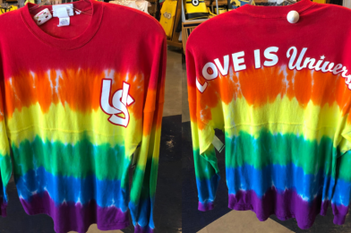 PHOTOS: New “Love is Universal” Rainbow Spirit Jersey Style Sweatshirt Arrives at Universal Orlando Resort