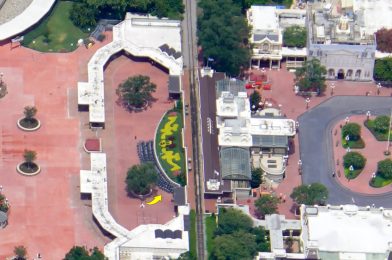 PHOTO: Social Distancing Markers Set Up at Entrance to the Magic Kingdom; Pavement Work Completed