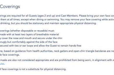 WDW Policy Update: Guests Eating or Drinking Must be Stationary to Remove Masks