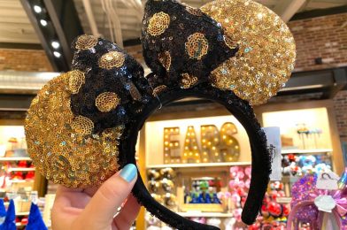 PHOTOS: New Sequined Black and Gold Minnie Ears Sparkle in Disney Springs