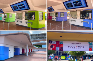 PHOTOS: EPCOT Ticket Booths Get a New Rainbow Color Scheme for Park Re-Imagining, Plus New “Taste of EPCOT International Food & Wine Festival” Banners