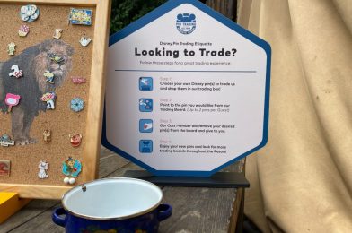 PHOTOS: New Sign Clarifies Updated Pin Trading Etiquette During COVID-19 Pandemic at Walt Disney World