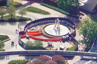 PHOTOS: Get An Aerial View of New Lucite Pylons and Fountain Construction at EPCOT