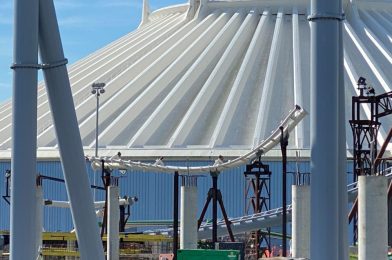 PHOTOS: Massive Illuminated Canopy Installation Begins for TRON Lightcycle Run Roller Coaster at Magic Kingdom