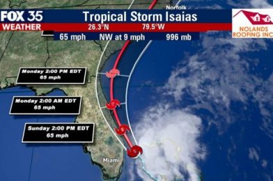 NEWS: Tropical Storm Isaias is Forecast to Make Its Way Up the Florida East Coast Today