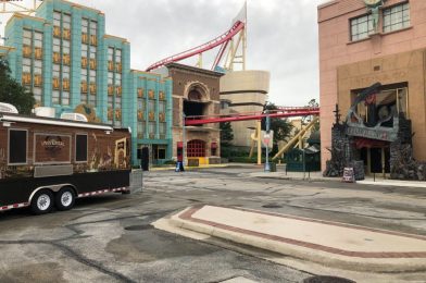 PHOTO REPORT: Universal Orlando Resort 9/15/20 (Food Trucks Arrive for HHN, “Velocicoaster” Ride Vehicles, Water Art in Diagon Alley, Poseidon’s Fury Repairs, and More)