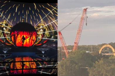 PHOTOS: Massive Circular Centerpiece Barge for “Harmonious” Nighttime Spectacular Erected at EPCOT