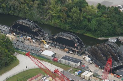 PHOTOS: New Aerial Images Show Additional “Harmonious” Video Screen Panels Installed on Barges at EPCOT