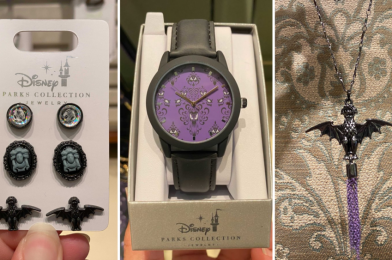 PHOTOS: NEW “The Haunted Mansion” Wallpaper Watch, Bat Stanchion Necklace, and Earring Set Materialize at Walt Disney World