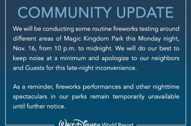 Disney World to Conduct Fireworks Testing at Magic Kingdom