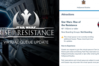 New Star Wars: Rise of the Resistance Boarding Group Procedure Debuts with Usual Glitches; Virtual Queue Filled in Seconds at Disney’s Hollywood Studios