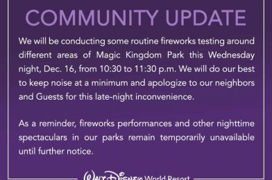 Magic Kingdom Fireworks Testing Scheduled for This Week