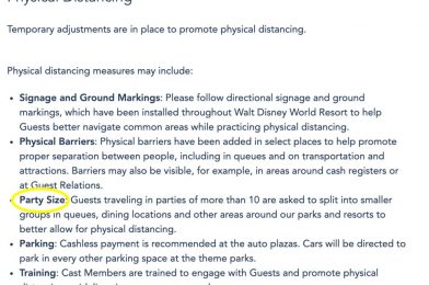 Walt Disney World Releases New Physical Distancing Rule for Larger Parties