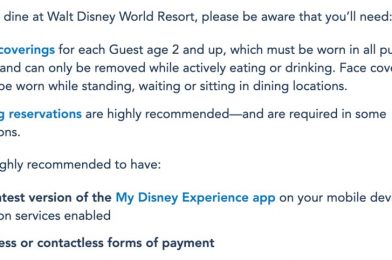 Disney World Updates Policy for Face Coverings in Restaurants