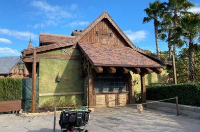 PHOTOS: Bonjour! Village Gifts Being Repainted Green at Magic Kingdom