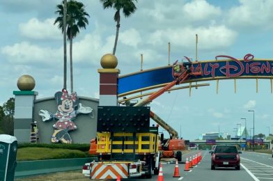 PHOTOS: Work Begins on Minnie Mouse Marquee on World Drive Entrance to Walt Disney World in Preparation for 50th Anniversary