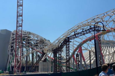 PHOTOS: Additional Temporary Supports Removed as Work Continues on TRON Lightcycle Run Canopy at the Magic Kingdom