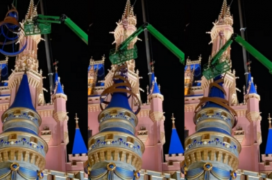 Zach Riddley Shares Behind-the-Scenes Look of Cinderella Castle Turret-Cap Ribbon Installation