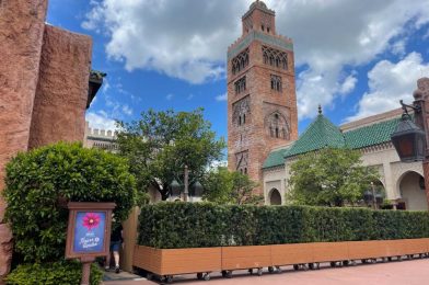 PHOTOS: Barriers Set Up Around Fountain in Morocco Pavilion as Refurbishment Continues at EPCOT