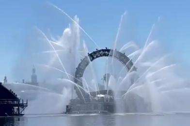 PHOTOS, VIDEO: Multitude of Fountains Testing on Center “Harmonious” Barge at EPCOT