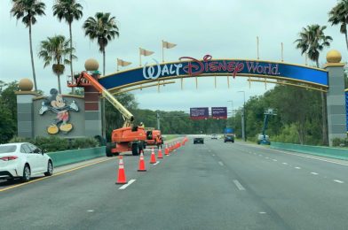 PHOTOS: “Walt Disney World” Sign Being Repainted as EPCOT/World Center Drive Entrance Refurbishment Continues