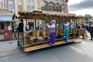 PHOTOS: Christmas Decorations Added to Main Street Trolley at Magic Kingdom