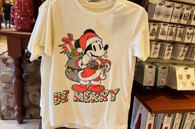 PHOTOS: New Youth Santa Mickey ‘Be Merry’ T-Shirt Available at Walt Disney World