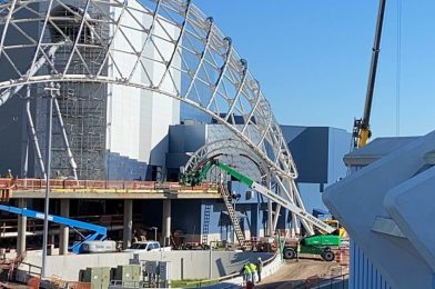 PHOTOS: Entrance Canopy Canopy Framework and More Arrive at TRON Lightcycle Run in Magic Kingdom