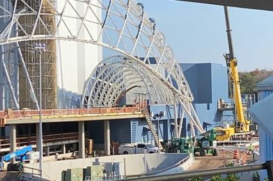 PHOTOS: Another Entrance Canopy Archway Installed at TRON Lightcycle Run in Magic Kingdom