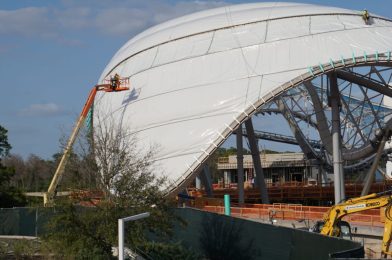 Large Section of Canopy Completed at TRON Lightcycle Run in Magic Kingdom