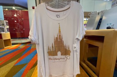 Elegant New White and Gold 50th Anniversary Tee Available at Walt Disney World