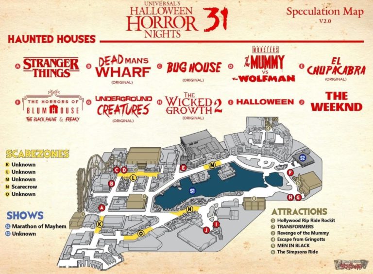 Latest Halloween Horror Nights 31 Speculation Map Lists “Stranger