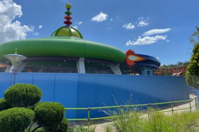 Half of Alien Swirling Saucers Surrounded by Construction Walls at Disney’s Hollywood Studios