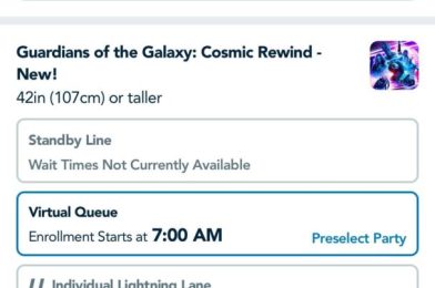 Virtual Queue and Individual Lightning Lane Fill Up Within Minutes of Launch for Opening of Guardians of the Galaxy: Cosmic Rewind at EPCOT