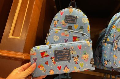 New Blue Disney Parks Loungefly Mini Backpack and Wallet at Walt Disney World