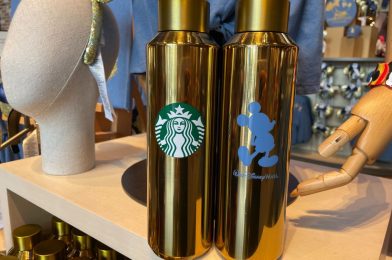 Golden Starbucks Bottle Joins 50th Anniversary EARidescent Shimmer Collection at Walt Disney World