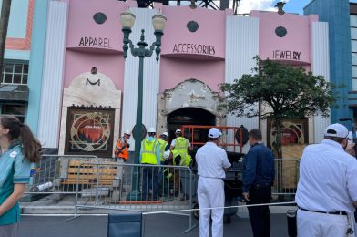 UPDATE: Entire Wall Section Removed, Black Curtains Erected As Crews Work on Repairing Collapsed Facade at Disney’s Hollywood Studios