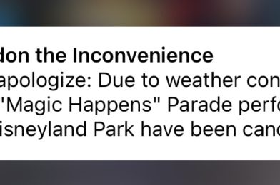 First Performance of ‘Magic Happens’ Since 2020 Cancelled Due to Inclement Weather at Disneyland