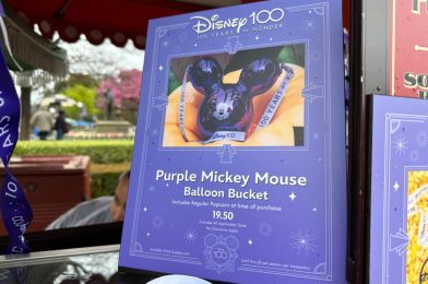 PHOTOS: Purple Mickey Balloon Disney100 Popcorn Bucket Floats into Disneyland