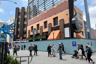 Construction Walls Finally Installed Around Former Starbucks at Universal CityWalk Hollywood