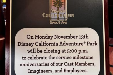 Disney California Adventure to Close Early On November 13 to Celebrate Cast Member Service Milestone Anniversaries