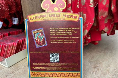 Sip and Savor Pass for 2024 Lunar New Year Returns to Disney California Adventure with New Scannable Option