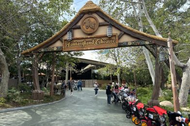 Construction Walls Go Up Around Fantasyland Theatre at Disneyland for Pixar Fest