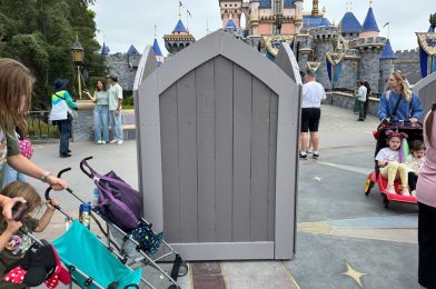 Construction Boxes in Front of Sleeping Beauty Castle at Disneyland for Pavement Painting