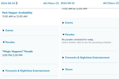 Magic Happens Parade Showtimes No Longer Listed in Late August